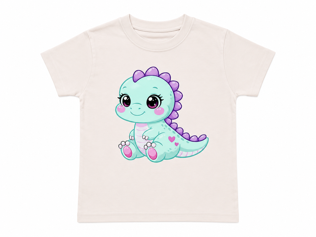 T-rex Dinosaur Short Sleeve T-shirt Girl 2-4 years Peach Pink