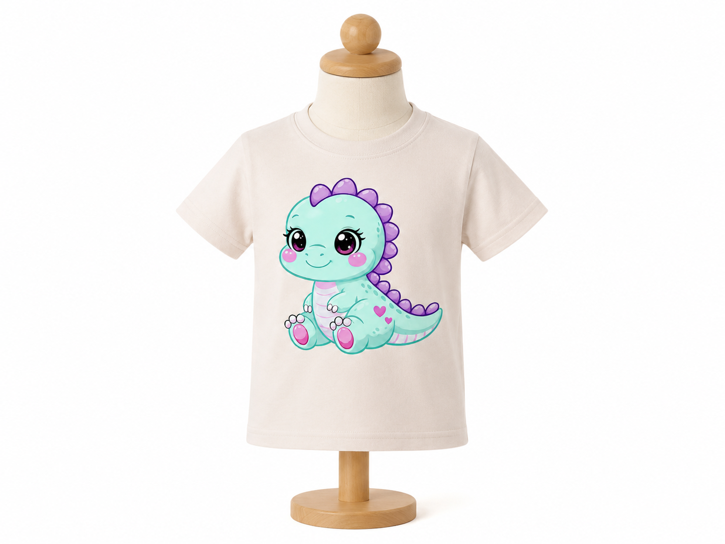 T-rex Dinosaur Short Sleeve T-shirt Girl 2-4 years Peach Pink