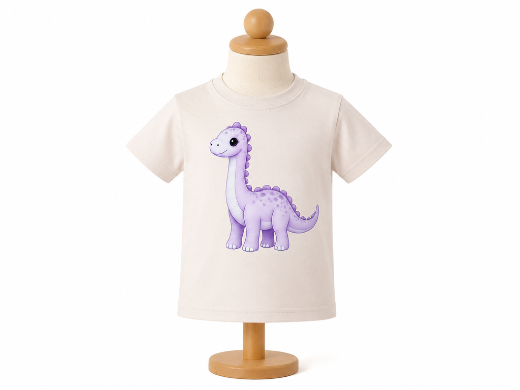 Brachiosaur Dinozaur Short Sleeve T-shirt Toddlers 2-4 years Peach Pink